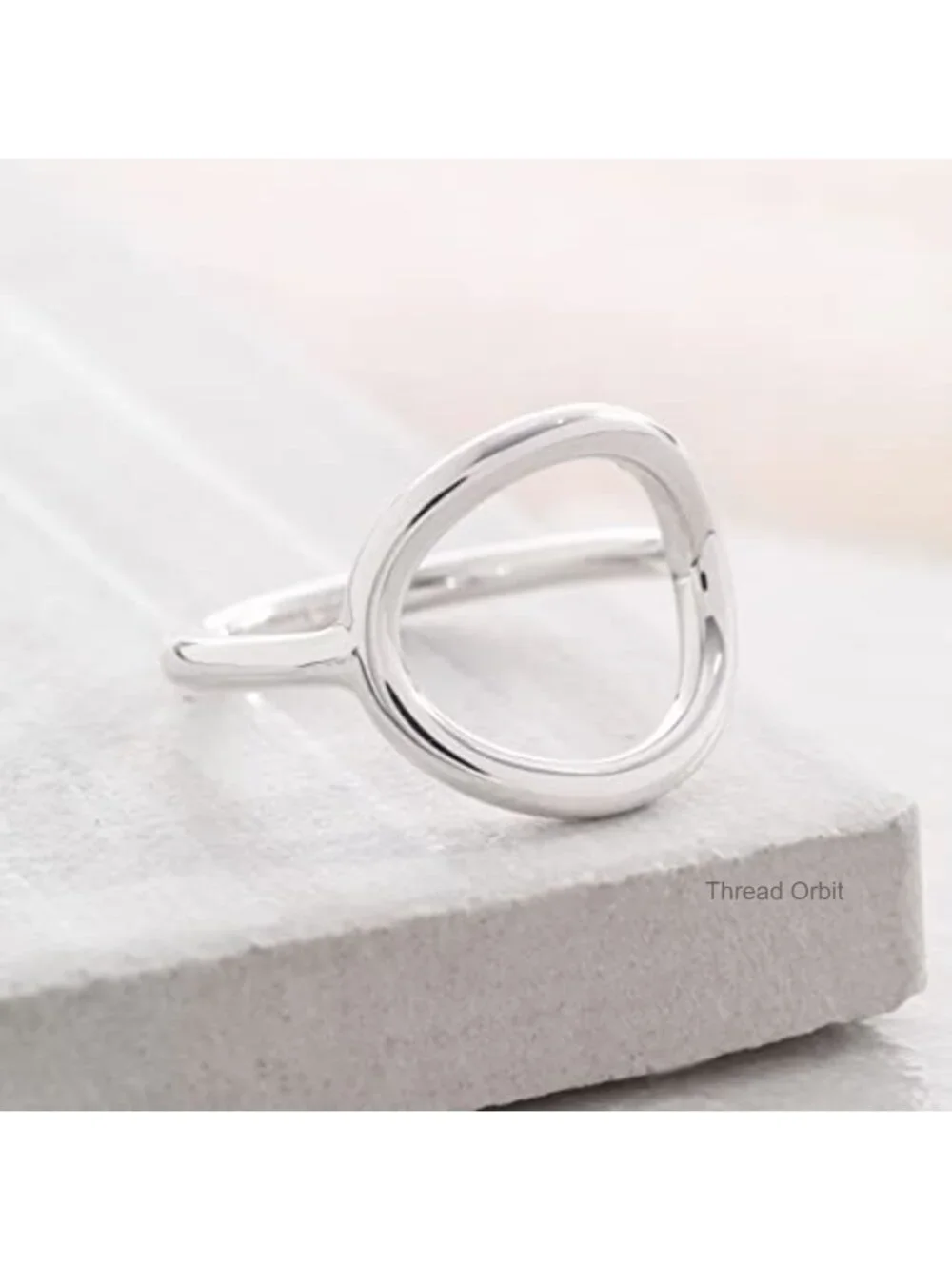Sterling Silver Open Circle Statement Ring - Size 8